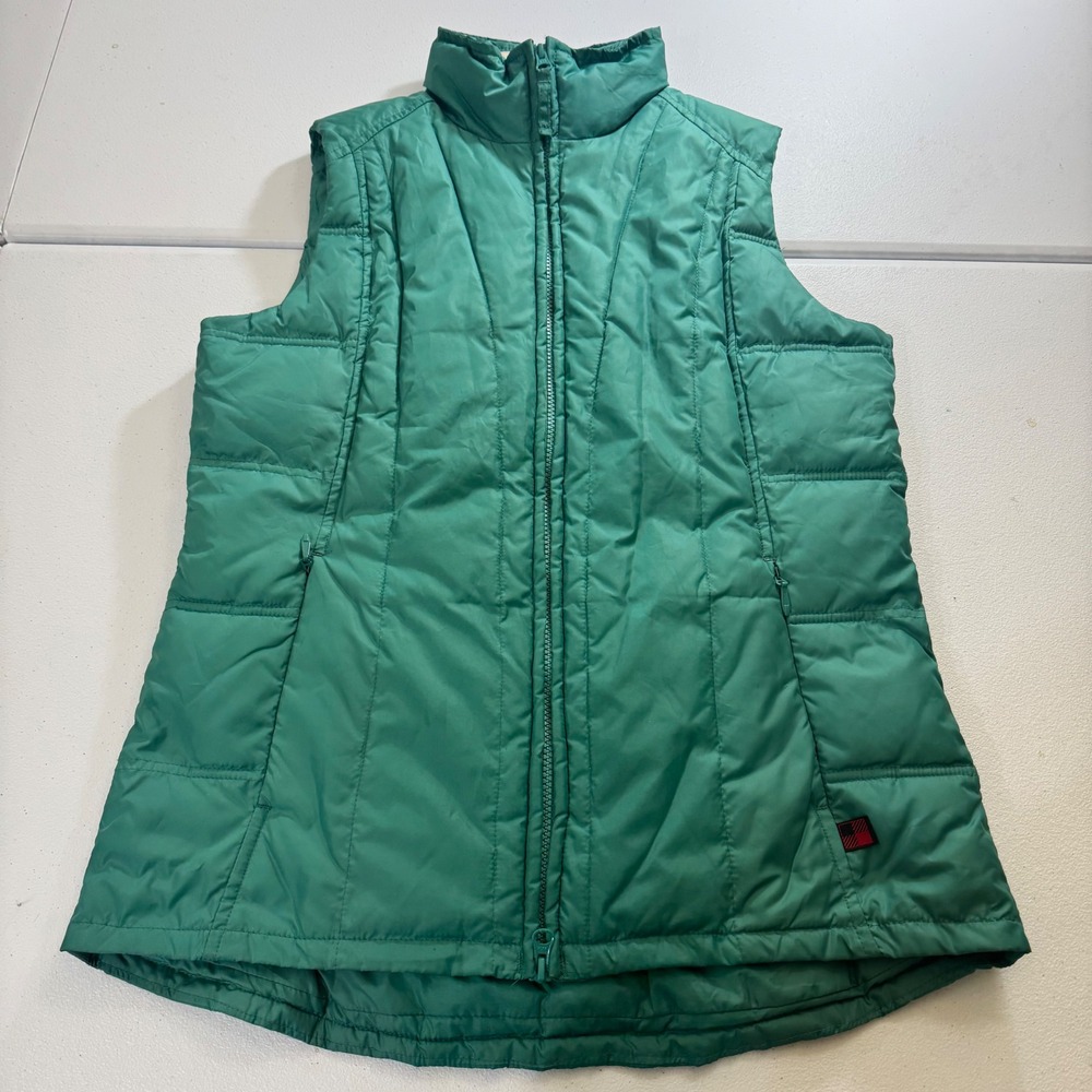 VTG Woolrich Womens Quilted Vest Teal Green Puffer Sleeveless‎ Full Zip Size S